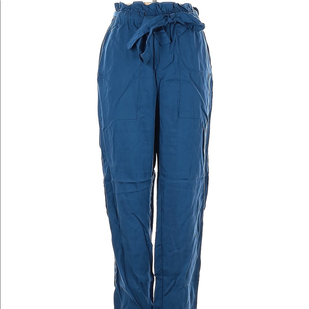H&M High-waisted Blue Tie Belted Paperbag Pants